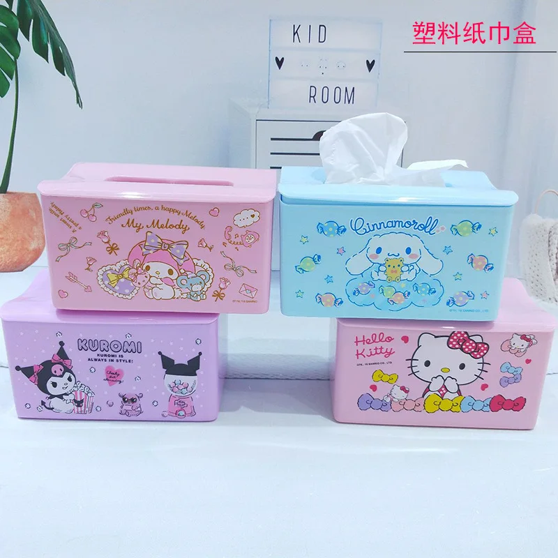 

Hello Kitty Cinnamoroll Anime Kawaii Sanrio Plastic Waterproof Tissue Box Cute Kuromi Bathroom Paper Storage Case Girls Gifts