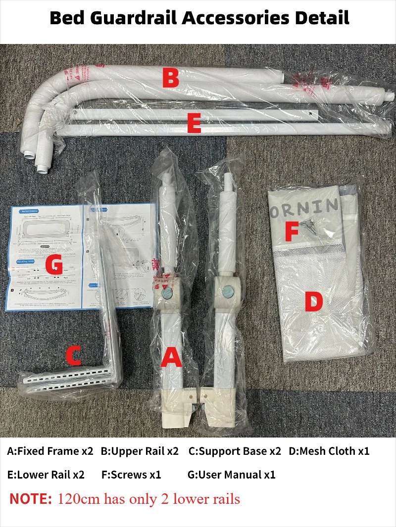 حاجز سرير IMBABY للأطفال الصغار مقاس 59 بوصة، قضبان سرير طويلة جدًا قابلة للطي وقابلة للتنفس للأطفال الصغار مع قاعدة على شكل حرف L، رمادي #6