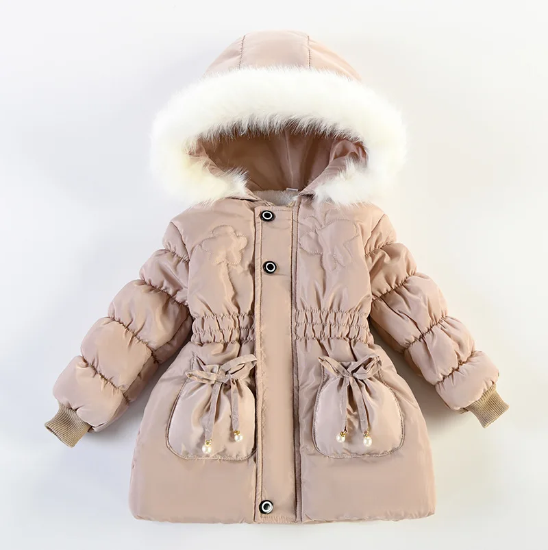 

2026 New Children's Cotton Coat - Girls' Autumn/Winter Thick Coat - Winter Parka - Warm Large Collar - Warm Cotton Coat