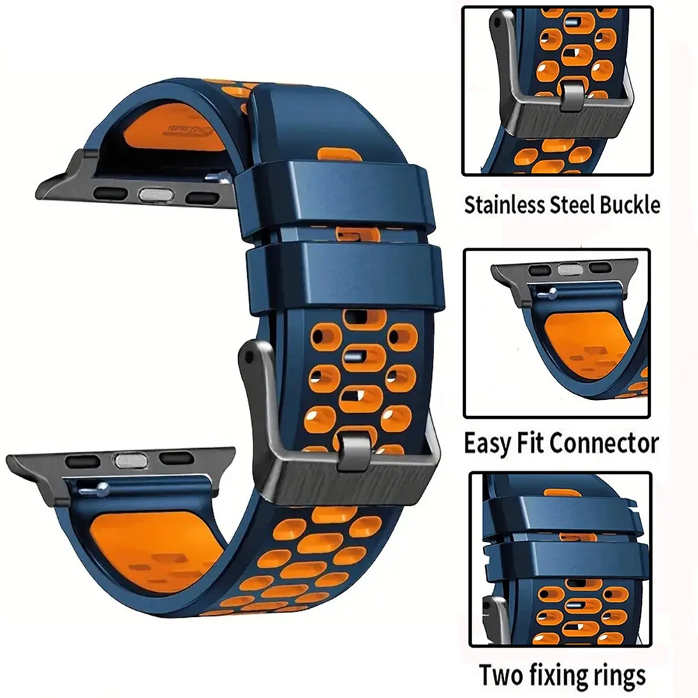 シリコン製腕時計バンドストラップ Apple Watch Series 10 SE Ultra 2 ブレスレット 49mm 46MM 45MM 44MM 42mm対応 リストバンドアクセサリー