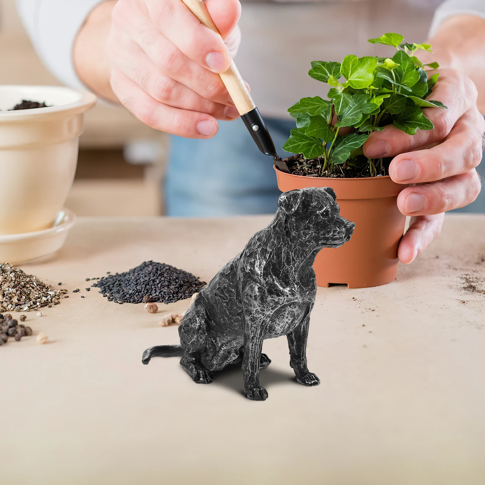 

Retro Statue Resin Animal Figurine Lifelike Garden Decorations Adorable Puppy Crafts Ornament Statues