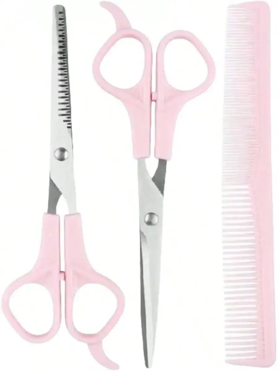 

2026 Pink Stainless Steel Hair Cutting Shears Set - 6.7inch Shear, Thinning Scissor, Comb - Barber Kit Women/Men/Kids,Hair Tools,Hair Items,Travel Essential,Travel,Barber,Hairstylist,Barber Accessories,Valentine's Day,Hair Supplies,Hair Stylist,Barbershop