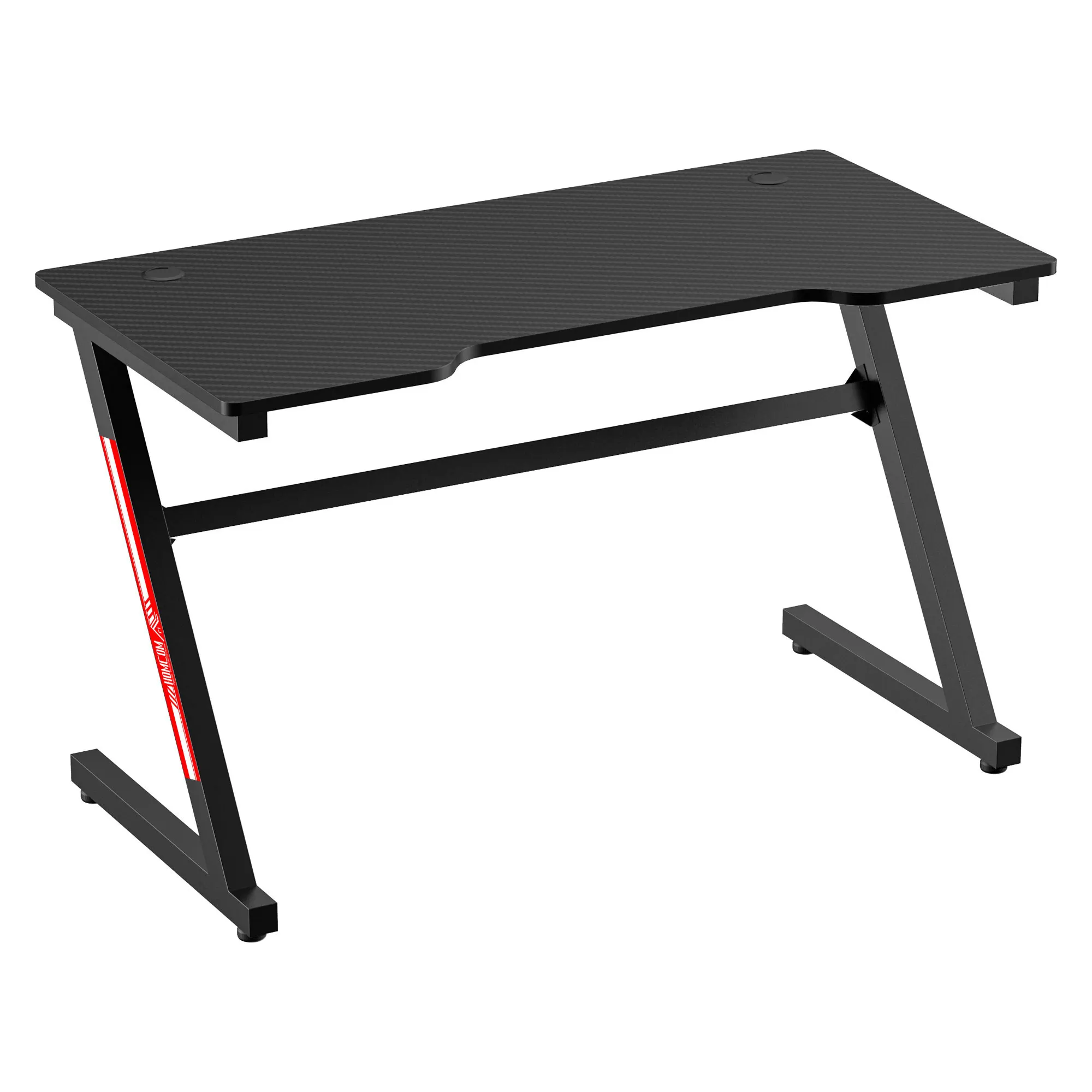 HOMCOM ergonomic Gaming table 120x60x73 cm computer desk PC with adjustable legs carbon fiber countertop and cable hole 150 kg black load