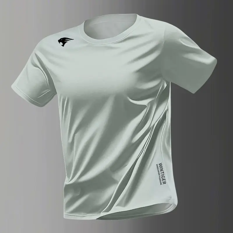 Schweißableitende Schnelltrocknende Herren-Laufshirts für Feuchte Sommertage Eisseide Atmungsaktive Mesh-Sportoberteile UV-Schutz – Detail 3