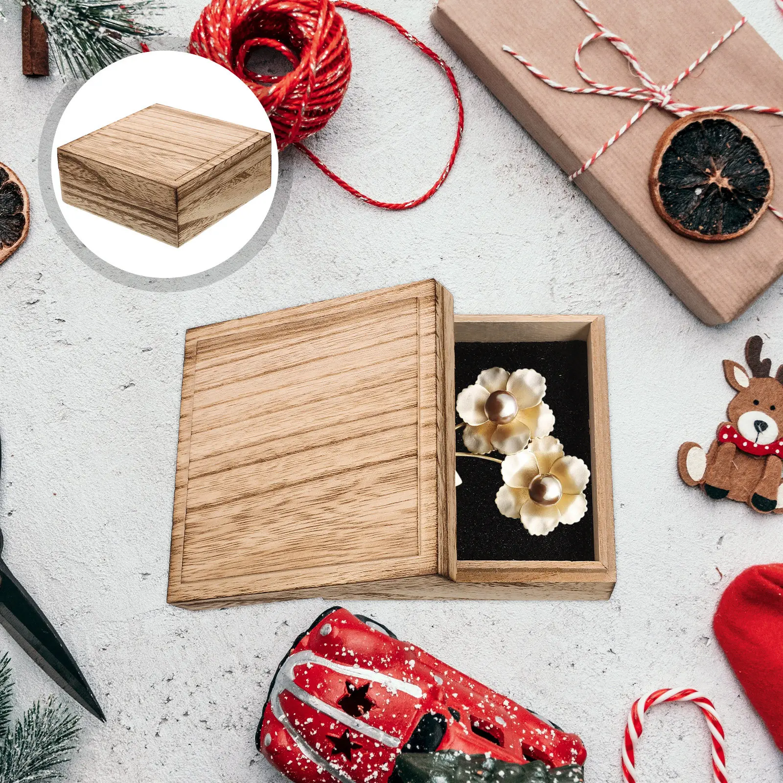 

Wooden Jewelry Box with Soft Sponge Lining for Earrings Necklaces Bracelets Trinkets Watches Desktop Nightstand Decorative
