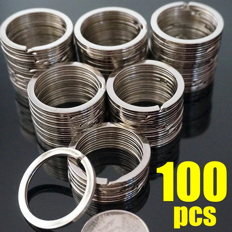 20/100pcs 25/30mm Stainless Steel Key Rings Round Flat Line Split Rings Keyring for Jewelry Making Polished Keychain DIY Finding