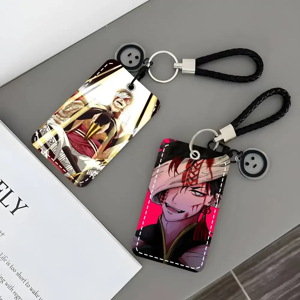 Anime R-Record of Ragnarok First Emperor Of China Qin Shi Huang Card Case Keychain Access Card Bag Key Tag Ring Leather Card