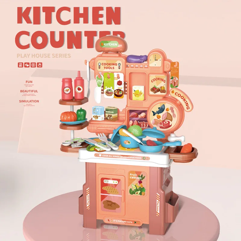 Mesa de cocina para jugar a las casitas para niños, 43 Uds., interacción entre padres e hijos, mesa de cocina de simulación interior para bebés