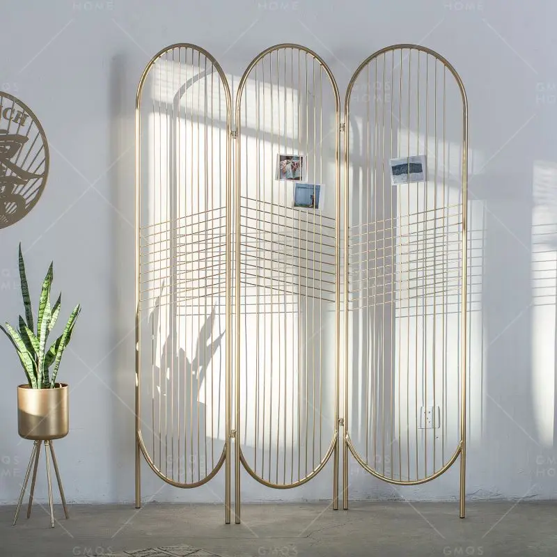 Simple modern europe style living room home decor metal folding partition screen for hollow mobile