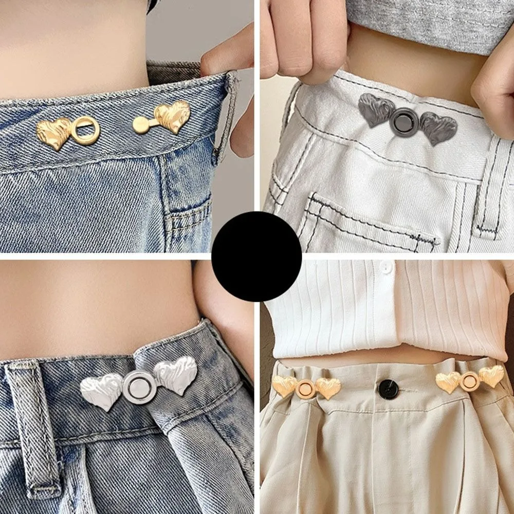 Removable Waist Buckle Button Clasps Clothing Accessories Love Heart Multicolor Adjustable Waist Clip DIY Snap Button Trousers