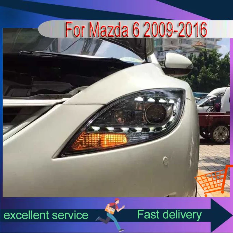 

Стайлинг автомобиля для Mazda 6 Фара 2009-2016 Mazda6 Обновление светодиода DRL Hid Фара Angel Eye Bi Xenon Автоматические инструменты Аксессуары