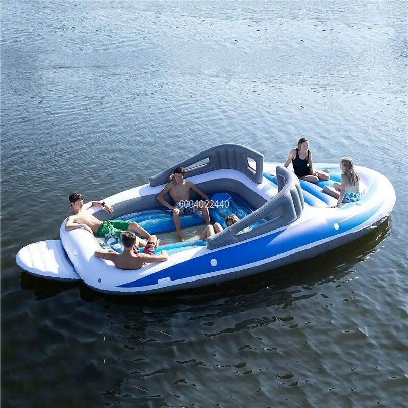 Inflatable water lounger sofa multi-person floating platform sea inflatable yacht thickened raft swimming pool boat air mattress