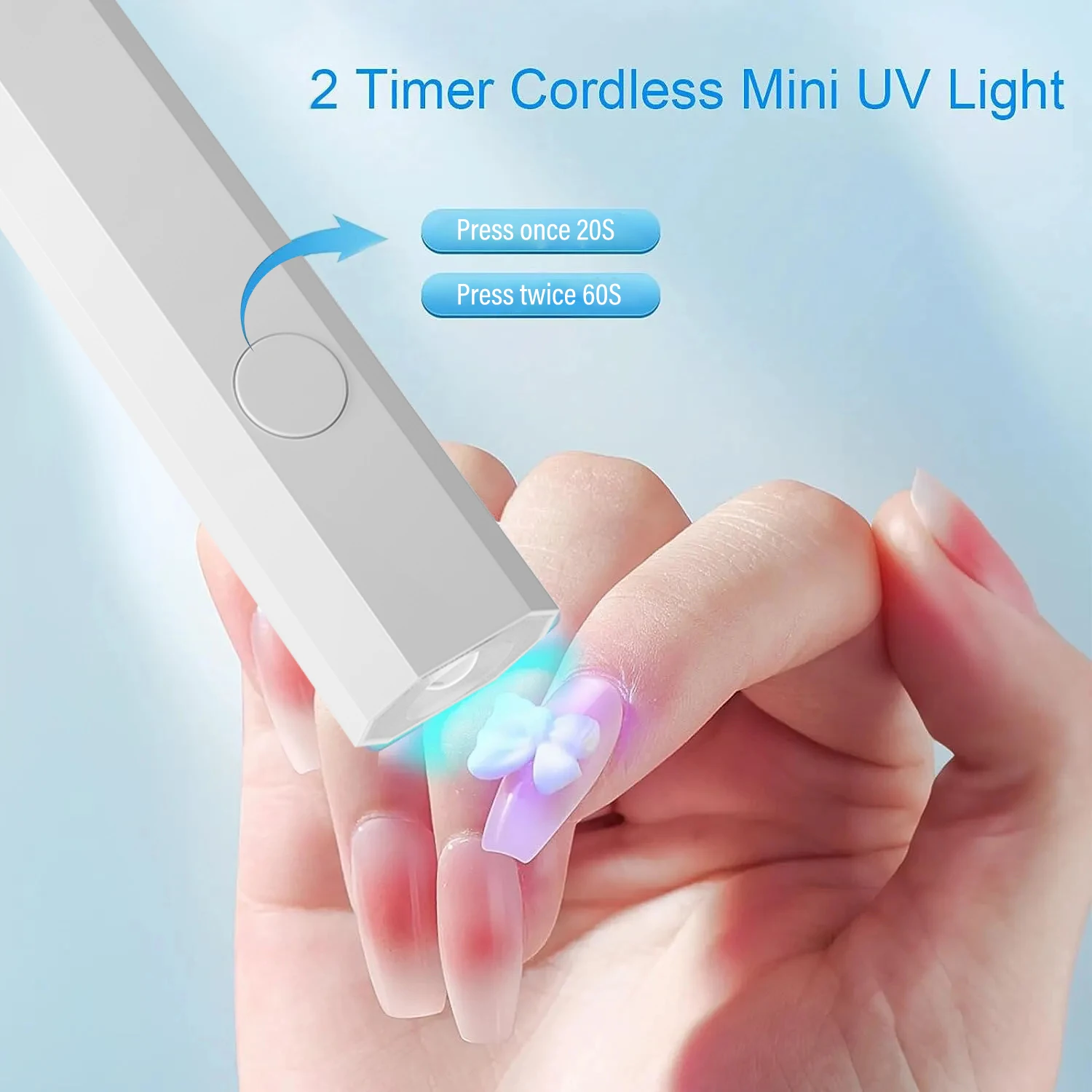 Portable Mini UV LED Nail Lamp Cordless Handheld Gel Polish Dryer Pen Type-C LCD Display 2 Timer Quick Curing Manicure Tool Set