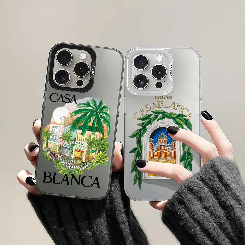 Capa de Telefone C-casablanca da Moda para iPhone 12 11 13 14 15 16 17 Max Pro Plus Mini, Capa Protetora IMD Colorida