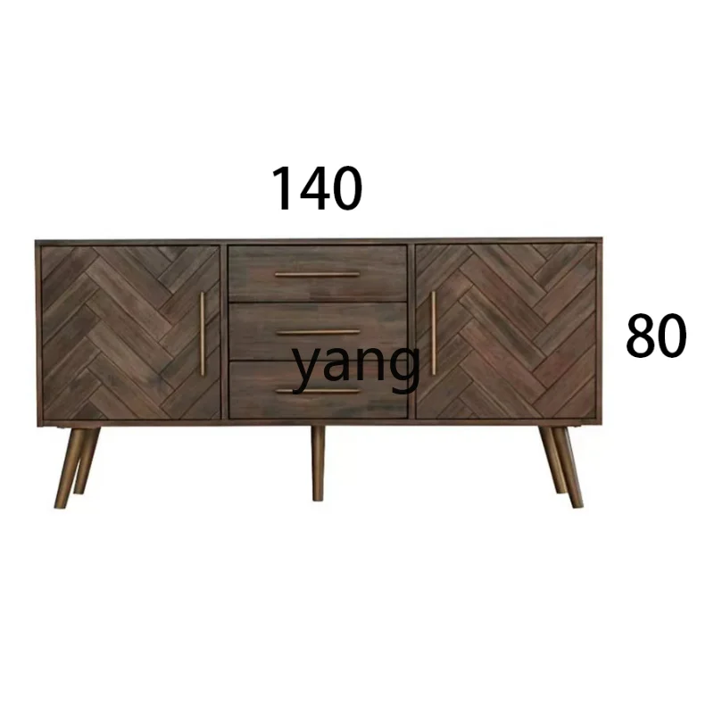 Yjq Solid Wood Dining Side Entrance Tea Chest of Drawers Log Kitchen Storage Organizer Restaurant Buffet