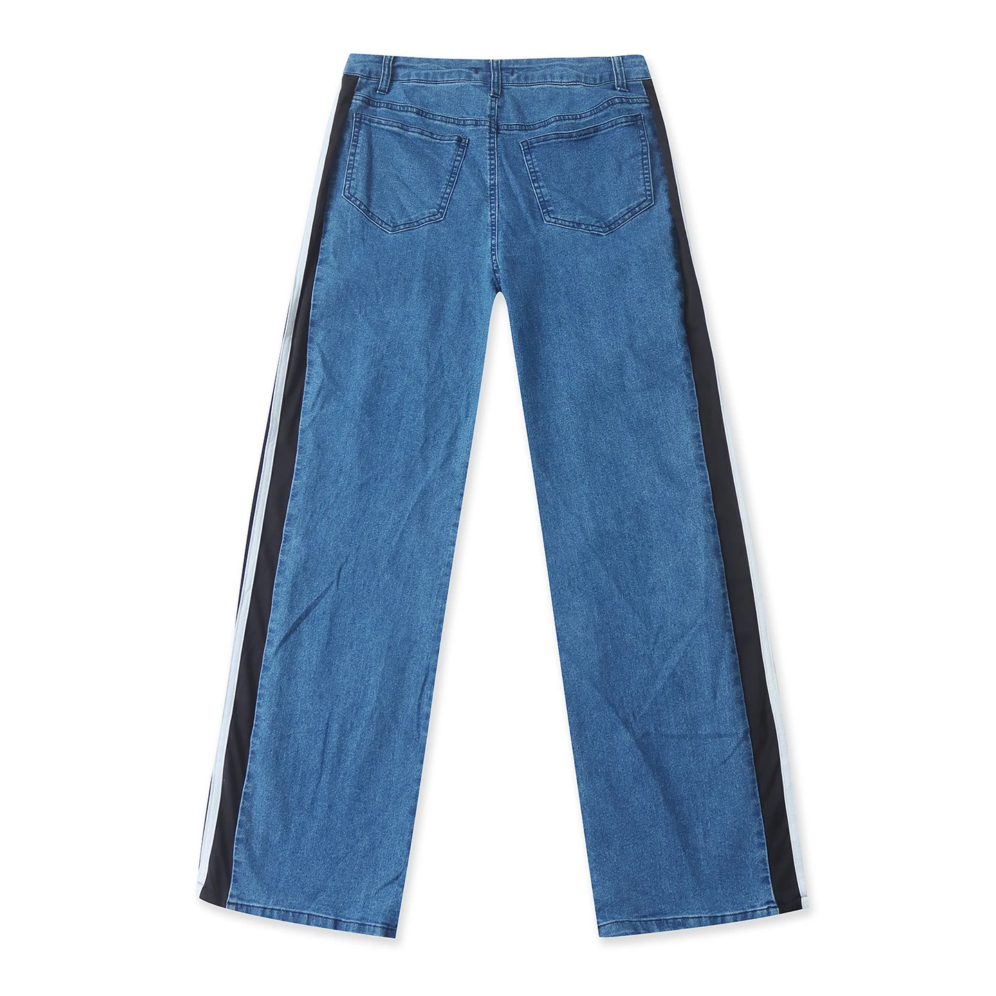 American Style High Waist Straight Leg Jeans Color Block Spring New Women's Fashion Slimming Long Pants Casual Pants
