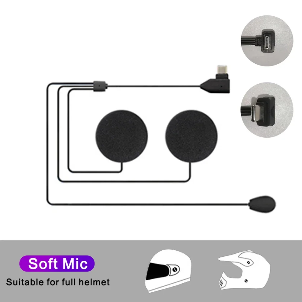 

Helmet Bluetooth Headset Intercom Accessories Soft Hard 2-in-1 Microphone Full Helmet Half Helmet Type C Plug Microphone Cable