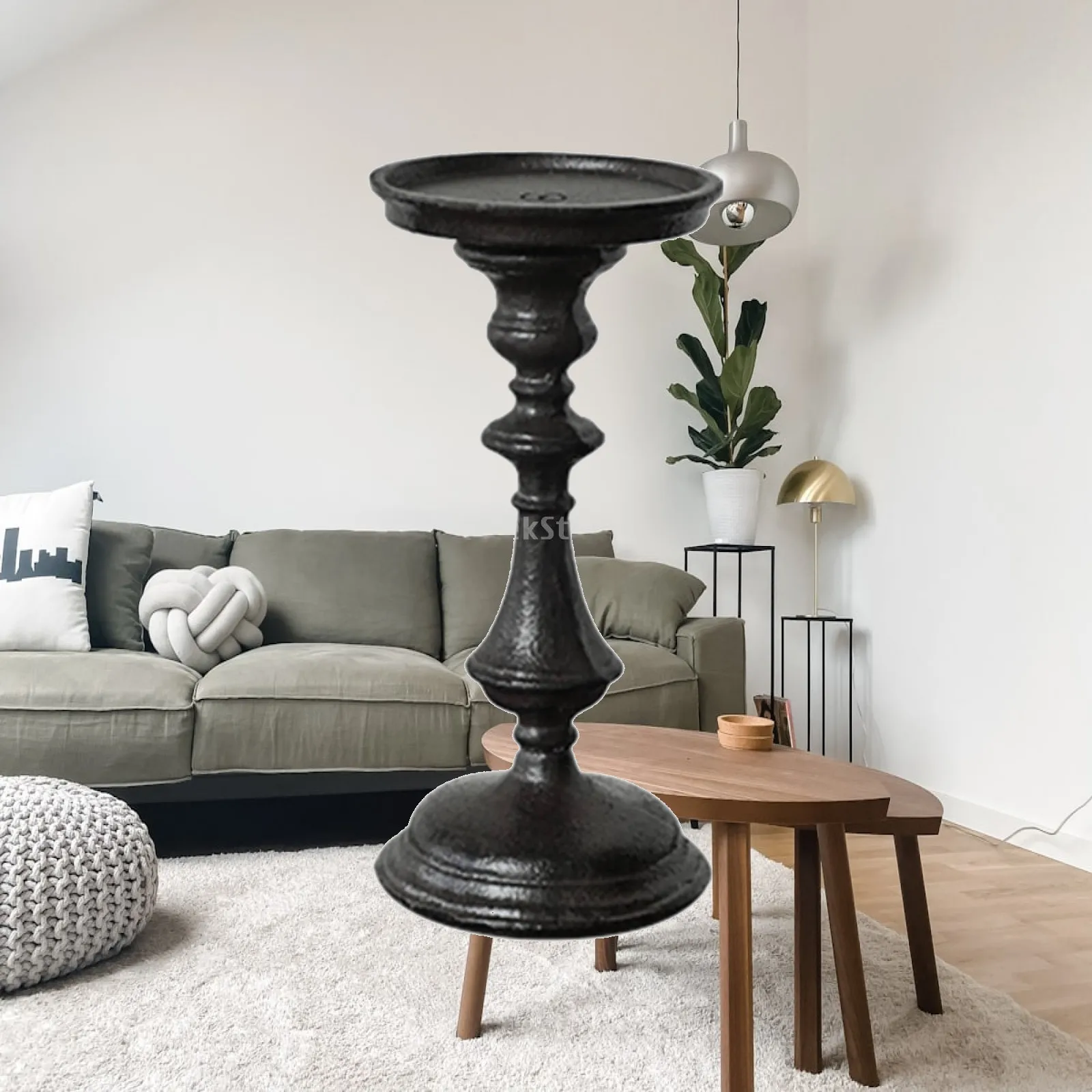 Tabletop Candle Holder Antique- Metal Candle Holder Vintage-Style Metal Candlestick for Dining Table, Mantel, Bookshelf