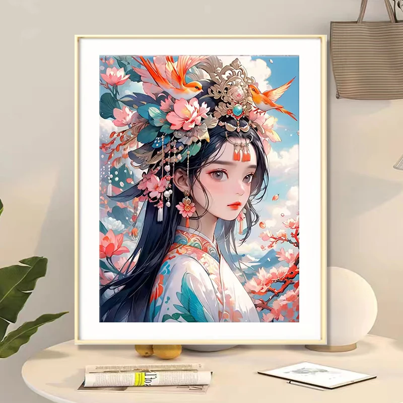 

Современная алмазная вышивка: Картина ручной работы с рамкой для девочек, декоративное искусство для гостиной, простой мультяшный узор