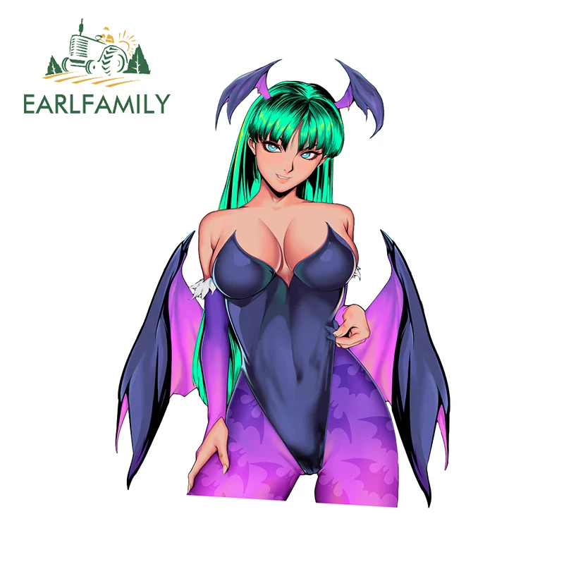 EARLFAMILY Morrigan Hooker Devil Waifu Female Car Stickers Uniform Hentai Boobs Waterproof Car Accessories Ecchi Decals