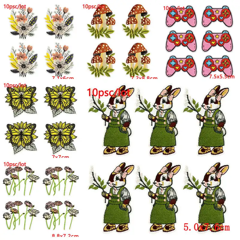 10Pcs/Lot Cartoon Flower Iron On Embroidery Patches For Clothing With Stunning Embroidery Art