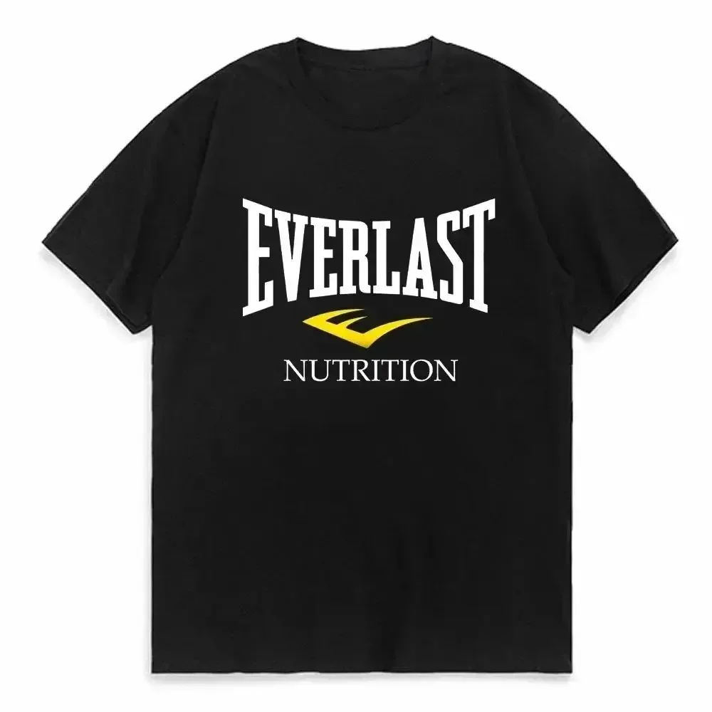 2024 Boxing EVERLAST Men Loose Casual Short Sleeves T-shirt Letter Printing T Shirt O-Neck Cotton Tee Shirt Fitness Sports Tops