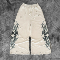 Y2K Gothic Sweatpants Destroyed Print Pattern Wide Leg Pants Men Women Retro Distressed Hip Hop Streetwear Unisex Baggy Trousers