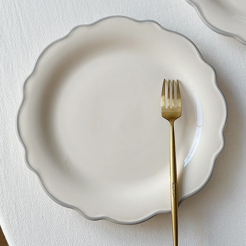 

Semi-Orange HO Pure Color Glazed ey Lace Dinner Plate Restaurant Serving Home Use Diwaer Se Cerc Plate Nordic Sle