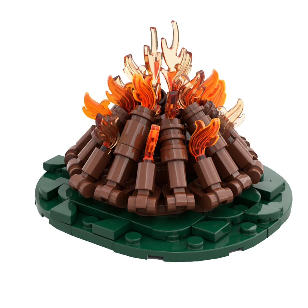 Gobricks MOC Idea Campfire-Classic Wood Building Block set Festival Celebration Flame Education Brick Puzzle Toys forChildren