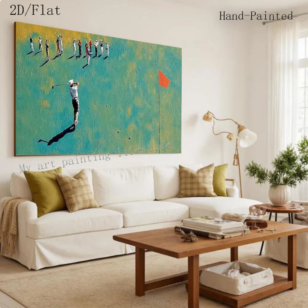 100% Handmade Abstract Oil Painting Outdoor Sports Enthusiast Theme Wall Art Picture For Home Living Room Decor Image Gift
