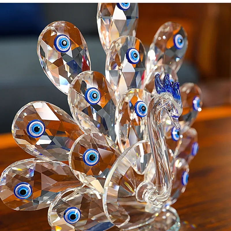 Shiny Crystal Peacock Ornament Modern Home Decorative Items Bird Of Juno Figurines Beautiful Gift To Wedding