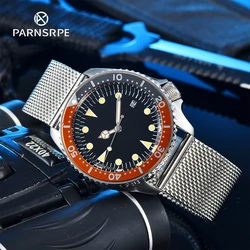 PARNSRPE Automatic Men's NH35 Automatic Mechanical Men's Watch Green Luminous Dial Date Display Sports Casual Men's Watch