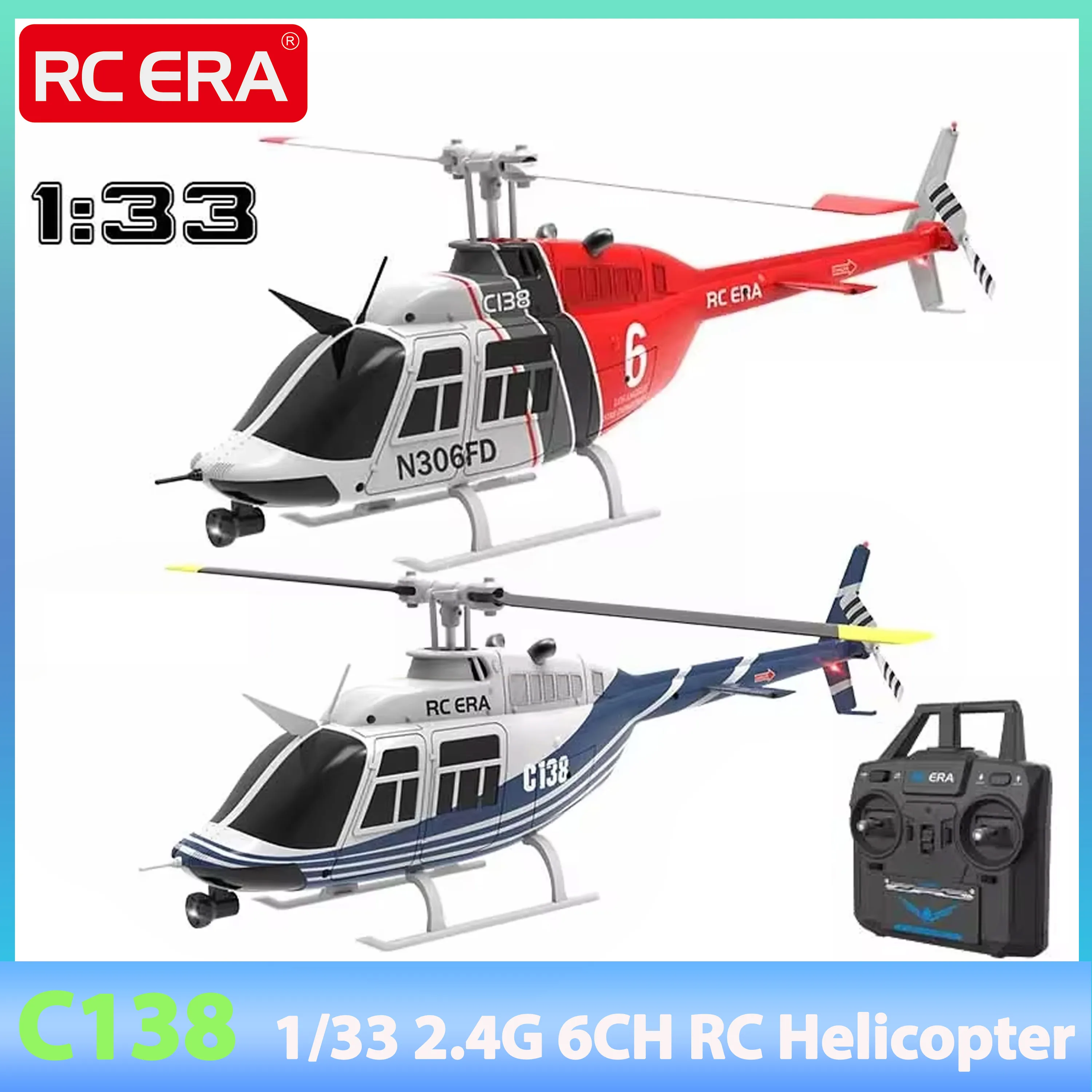 

C138 1/33 RC Вертолет RC ERA 2.4G 6CH BELL 206 6-осевой гироскоп Стабилизированный Ударопрочность Моделирование Детская игрушка для взрослых Подарок