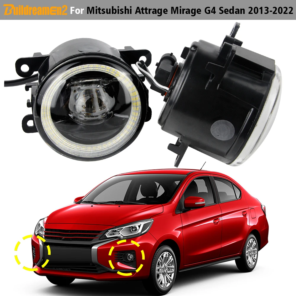 2 Pieces 30W 6000LM Car LED Fog Light Angel Eye DRL Daytime Running Lamp H11 For Mitsubishi Attrage Mirage G4 Sedan 2013-2022