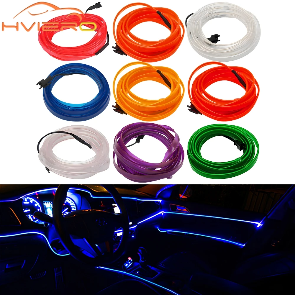 1M/2M/3M/5M Colour Car Interior Lighting LED Strip Auto Decoration Wire Rope Tube Line Flexible Neon Lights USB Drive Atmosphere