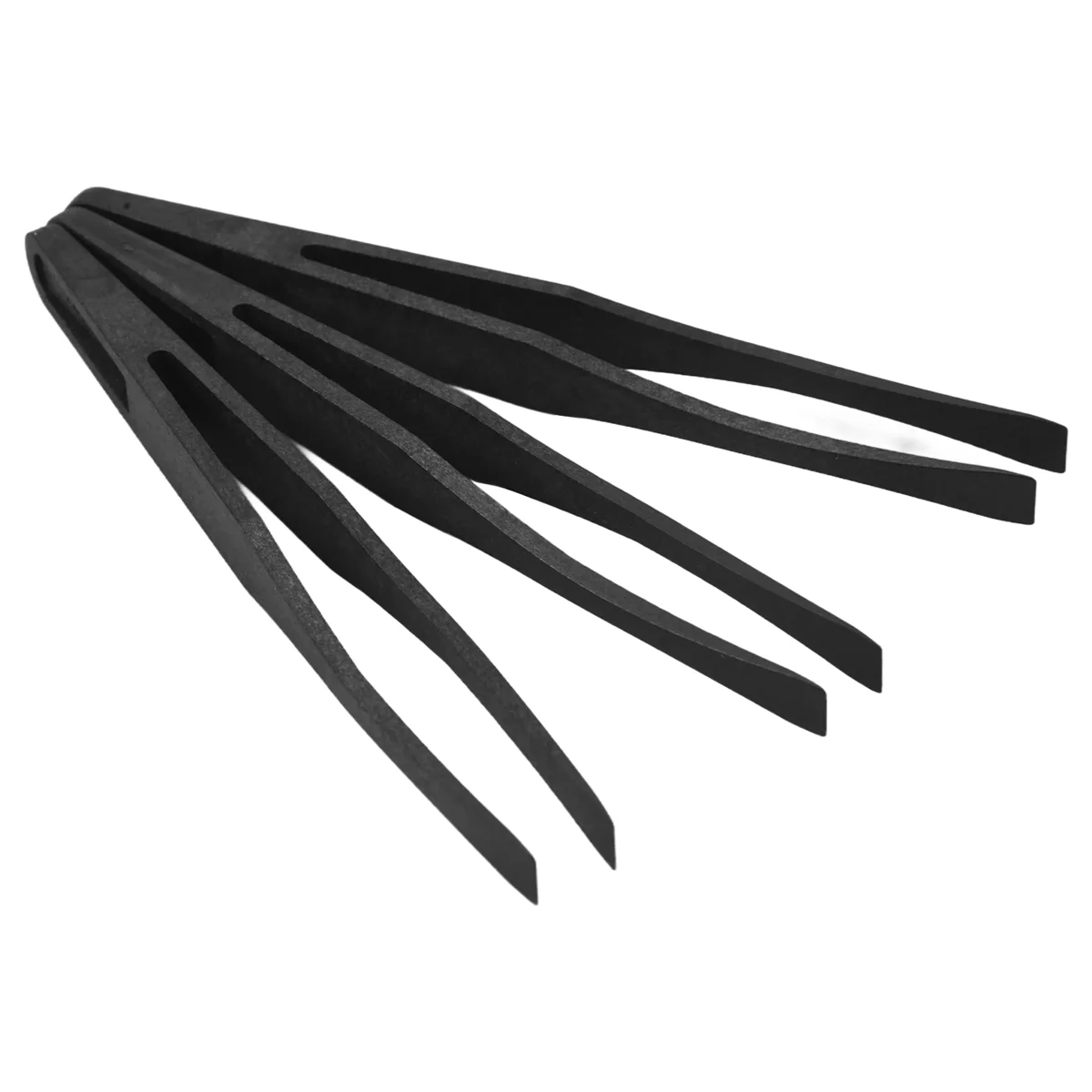115Mm Long Flat Tip Black Plastic Anti-Static Tweezers 3 Pcs