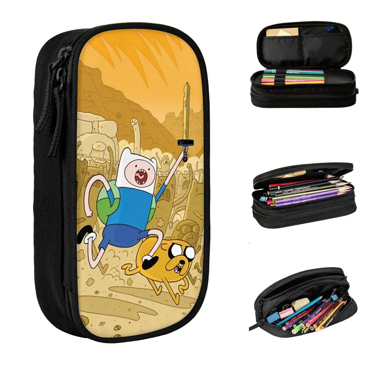 Adventures Times Pencil Cases Finn Jake Pencilcases Pen Box for Student Big Capacity Pencil Bags Students School Gift Stationery