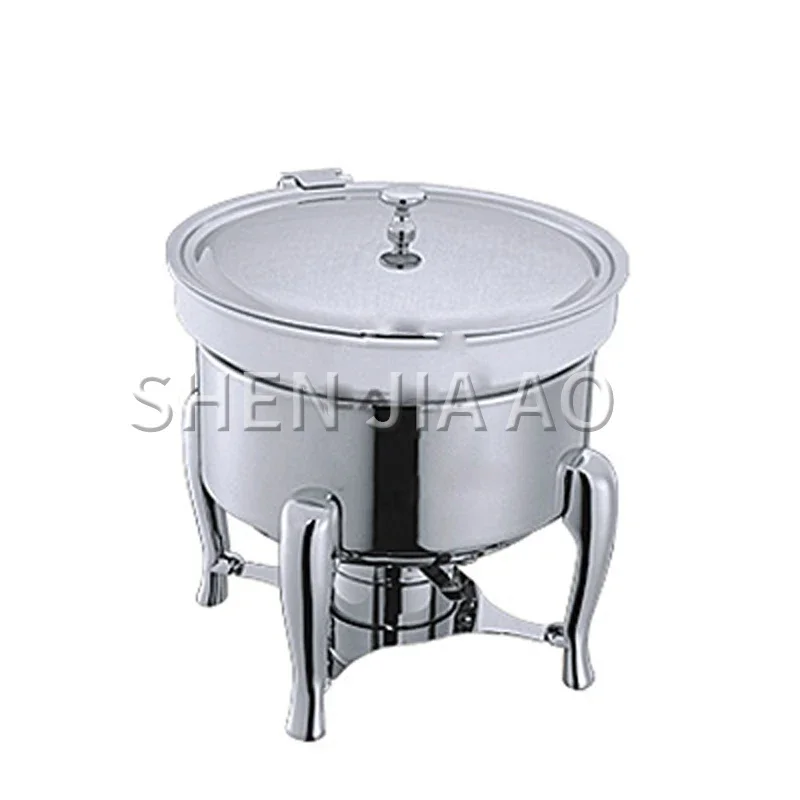 6L Stainless Steel Round Sauce Pot Commercial Round Soup Stove Soup Sauce Food Container for Canteen Restaurant Hotel 1PC