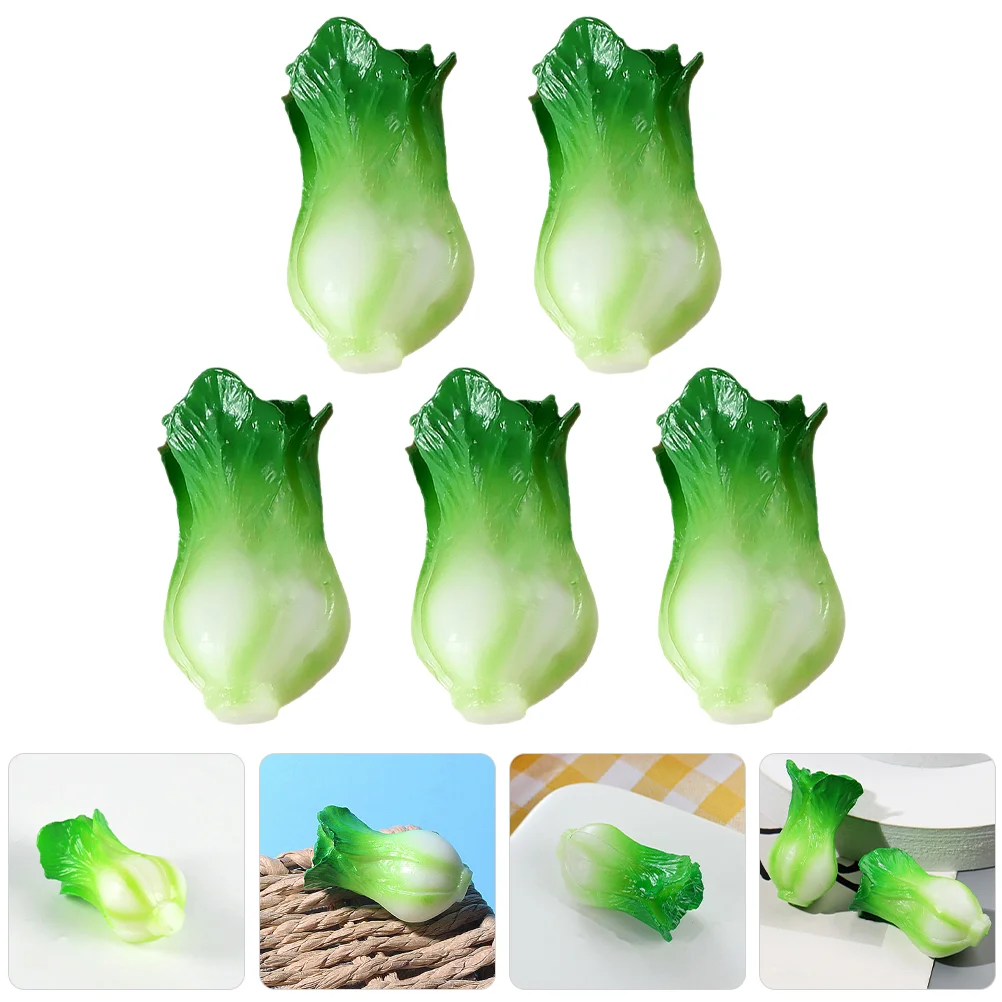 5 Pcs Simulated Vegetable Model Miniature Artificial Green Vegetables Resin Decor Lasting Lifelike House Layout Prop