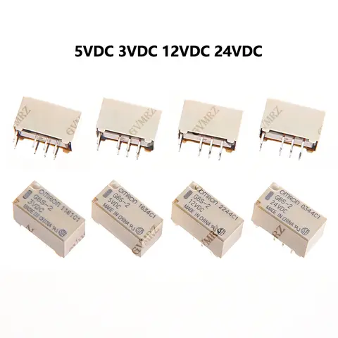 5PCS 5VDC 3VDC 12VDC 24VDC New G6S-2 5VDC Signal Relay 8Pin DC 2A 5V 12V 24V Mini Signal Switch Relays 5V/3V/12V/24V
