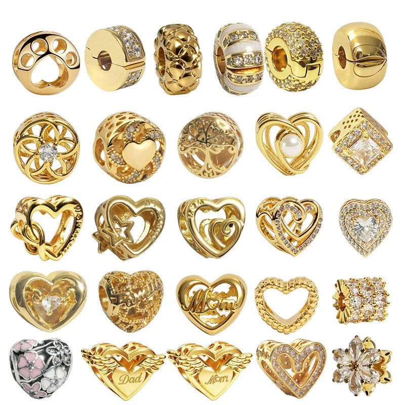 Neue Original-Charms-Perle, „Love You Mom Infinity Heart & Sparkling Entwined Hearts“-Charm-Perle, passend für Anhänger, Armband, Damenschmuck, Geschenk