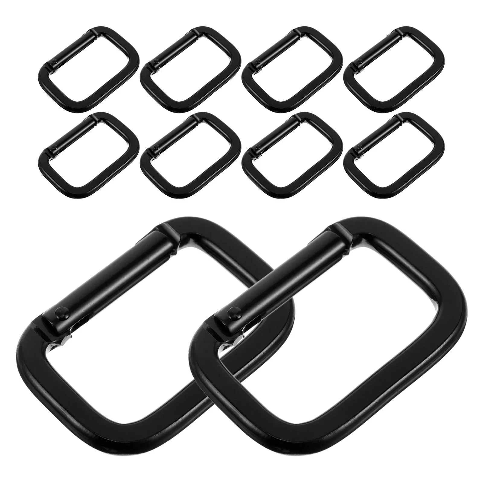 

10pcs Black Square Thickened Aluminum Alloy Carabiner Clips for Climbing Hiking Bags Luggage Keychains D Rings Hardware