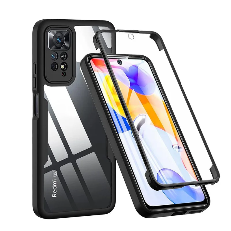 

360 Full Body Case For Redmi A3 13C 12C 10C Note 13 12 11 10 Pro 9 9S Pro Double Sided Front Silicone Back Hard Funda Cover