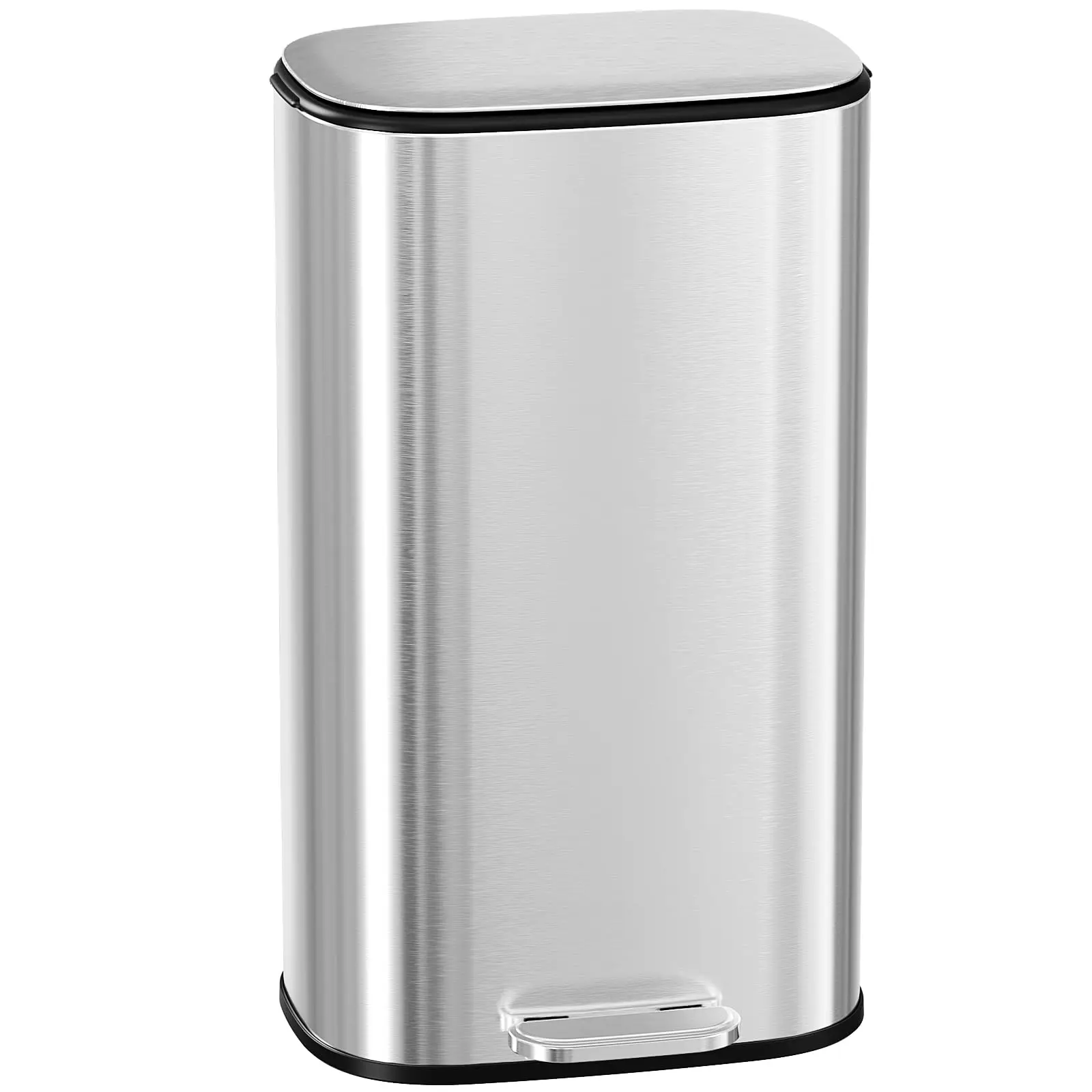 13.2 Gallon 50L Oval Step Kitchen Trash Can,Stainless Steel Large Garbage Can with Removable Inner Bucket, Soft-close Lid,for Kitchen, Office, Bathroom, Indoor