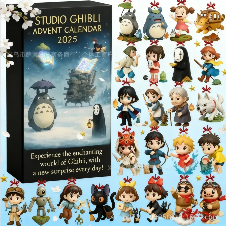 Caja de cuenta regresiva de Halloween de Noches of Fright, figura bonita, calendario de Adviento de Anime Studio Ghibli clásico, juguete para niños 2025, regalo de Navidad