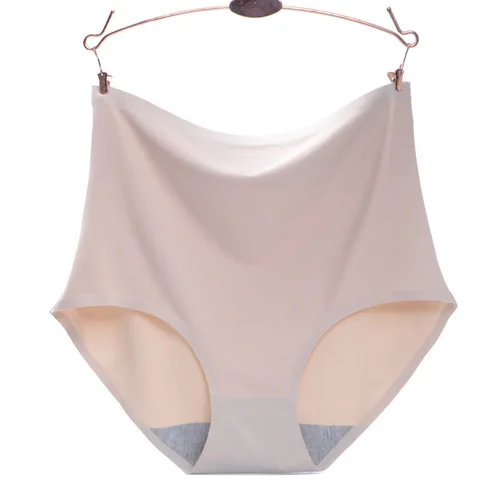 Imagen 2 del producto Bragas sin costuras de talla grande para mujer, ropa interior Sexy suave de seda helada, calzoncillos transpirables ultrafinos de cintura alta para mujer de 50-100kg