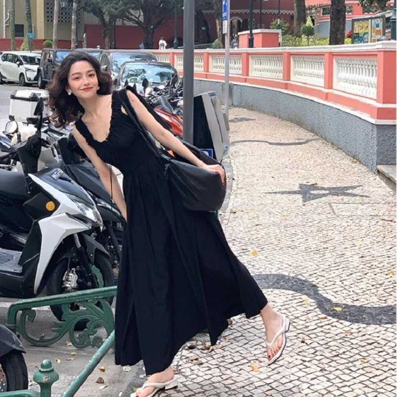 Prendisole da donna Abiti da spiaggia Verde Abito lungo femminile Designer Un pezzo Stile coreano Vintage Elegante Lusso sulla festa promozionale