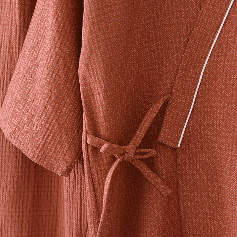 2026 Frühjahr/Sommer Neues Japanisches Kimono-Set für Paare, 100% Baumwolle, Lässiger Zweiteiler für Männer und Frauen, Gemütliche Hauskleidung mit Fellbesatz, Schlafanzug – Detail 8