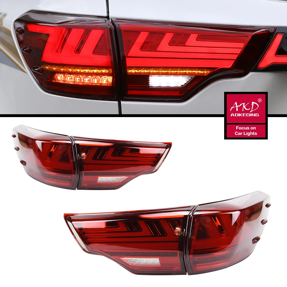 Taillight For 15-21 Kluger Highlander Tail Lights With Sequential Turn Signal Animation Brake Parking Lighthouse Facelift