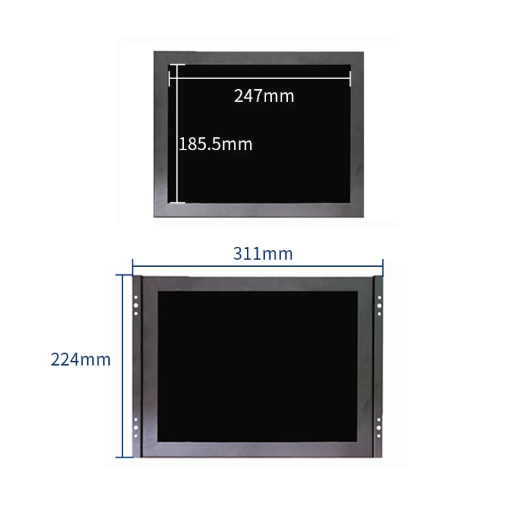 Zhixianda 12 Inch Industrial Display 800*600 4:3 Touch Screen Open Frame Monitor with VGA HDMI BNC AV USB